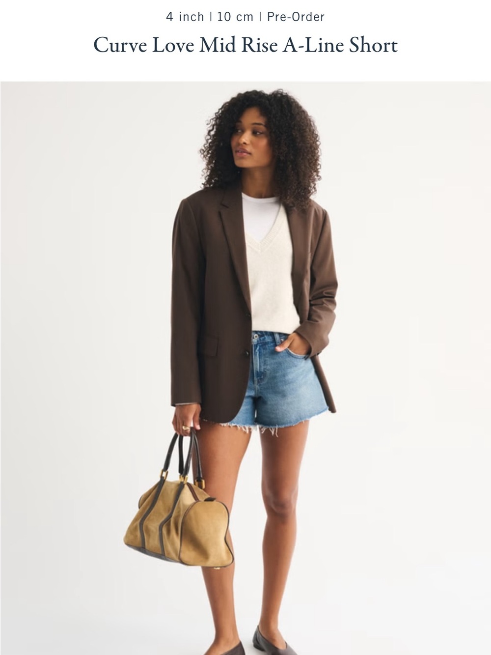 Abercrombie Curve Love Mid Rise A-Line Short - Picture 2 of 4